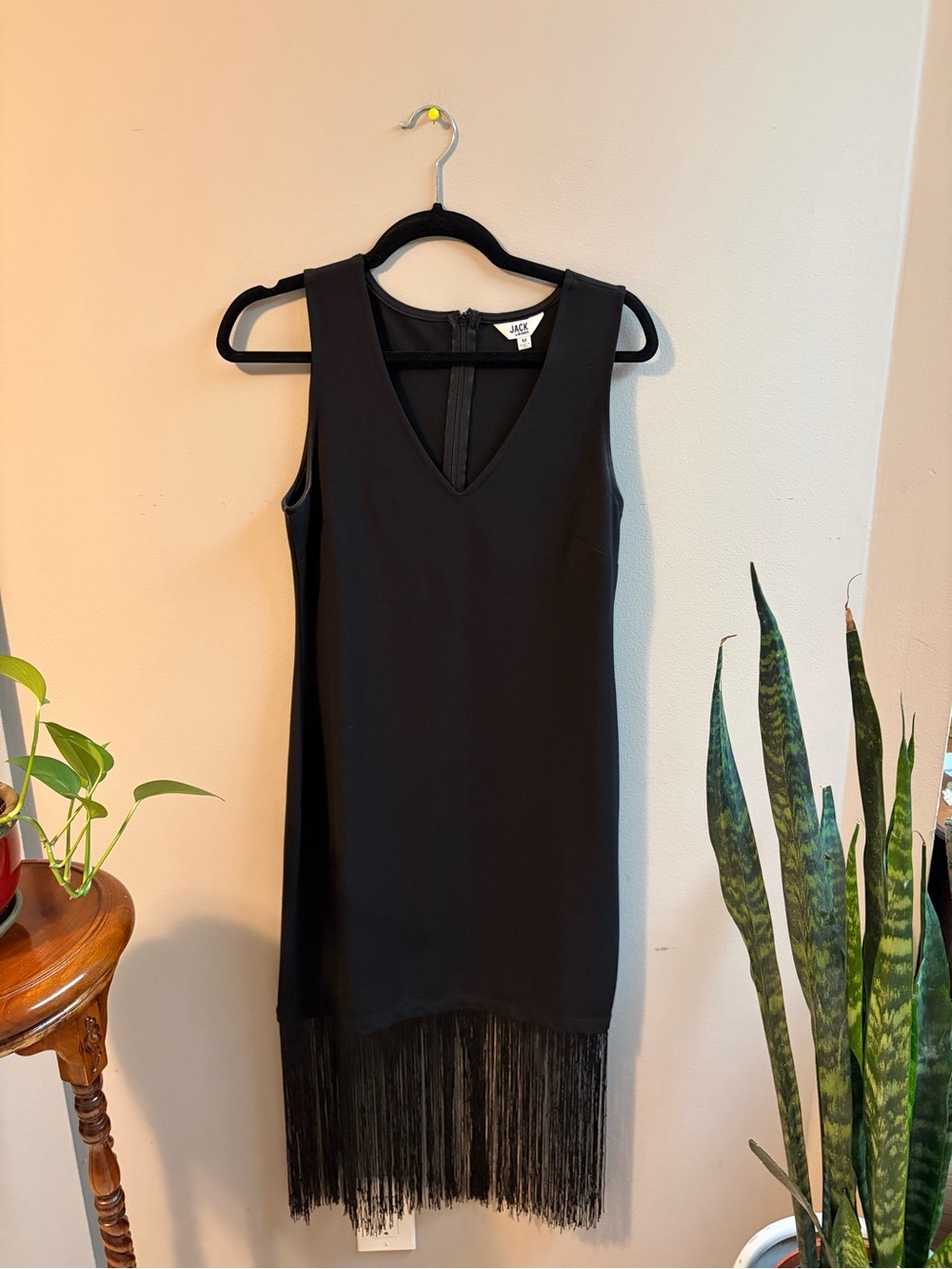 Jack by BB Dakota Black V-Neck Fringe Hem Tunic